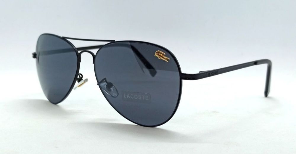 Lacoste очки капли мужские классика черные в черном металле на флексах