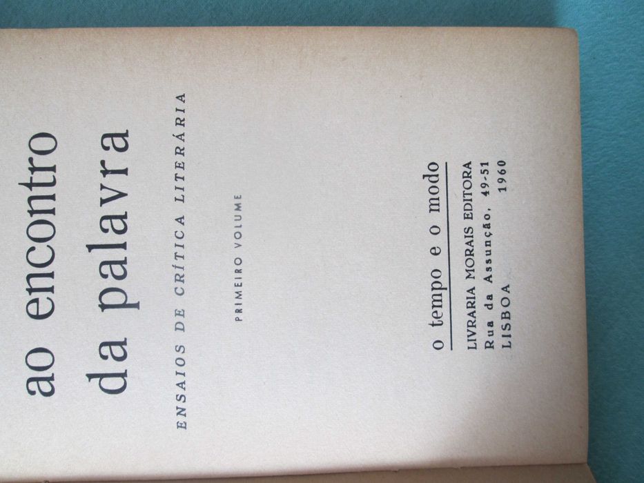 Ao encontro da palavra (I), de Manuel Antunes, s. j.,