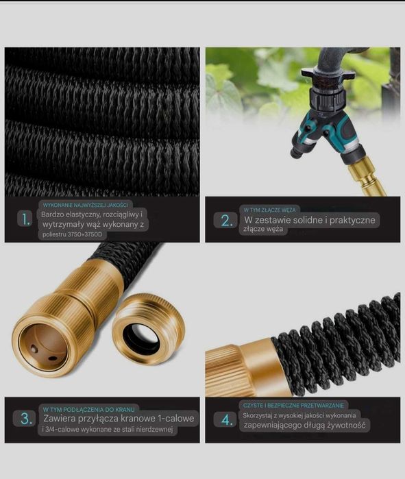 Wąż ogrodowy KESSER® Premium elastyczny 45m - czarny - komplet
