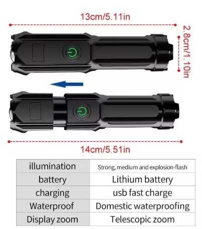 Lanterna Led Telescópica Recarregável USB