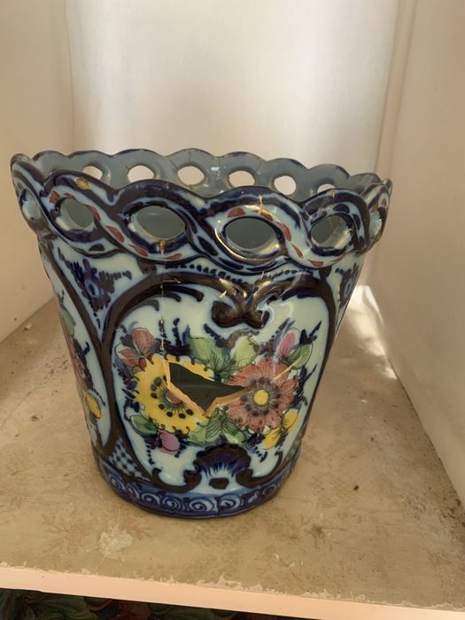 Vaso vintage pintado á mão