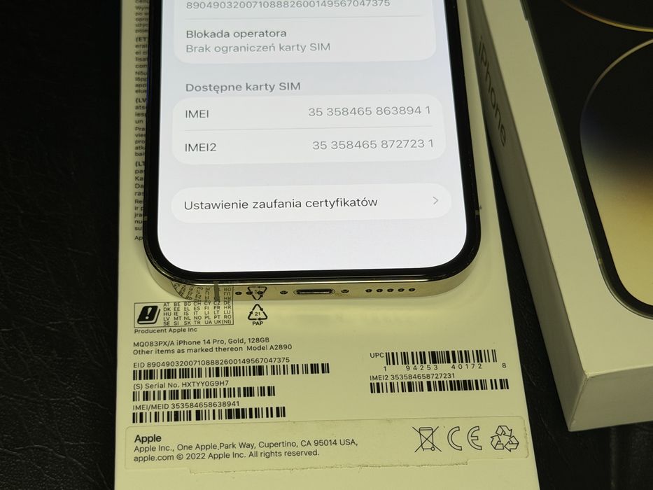 [128GB, 100%, 120HZ] iPhone 14 pro - ZLOTY. Opis!