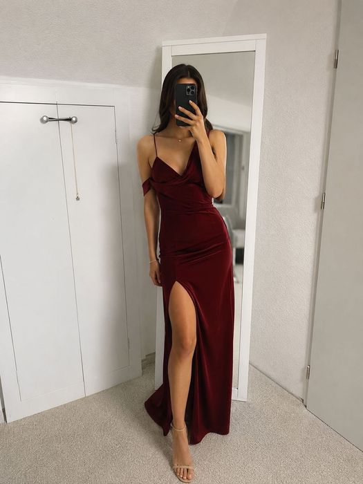 Suknia balowa na wesele meshki xs bordo