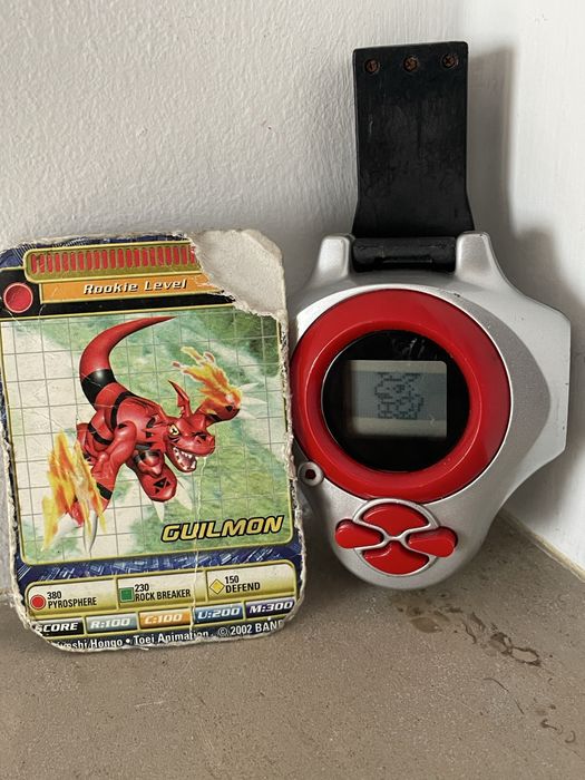 Digimon Tamers Digivice D-Power Red + Guilmon Digicard Bandai 2001