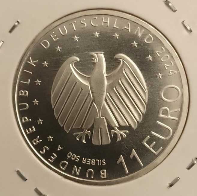 Campeonato Europeu de Futebol. Moeda .11 euro prata Alemanha 2024
.