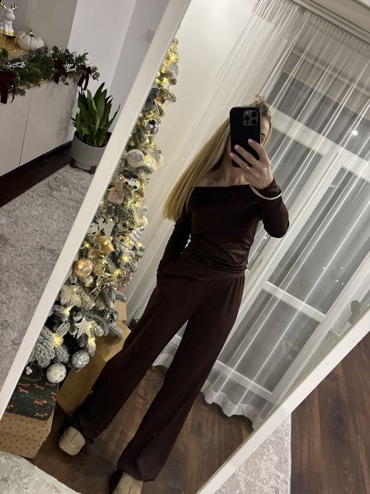 Костюм коричневий шоколадний штани кофта як zara s