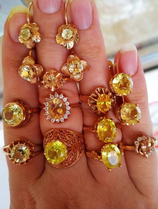 Золотые серьги цитрин,янтарь 583,585 проба,агат,хризолит