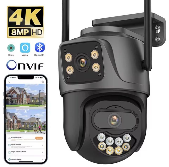 Kamera 8MP 64GB ONVIF podwójny obiektyw iCsee Wi-Fi LAN