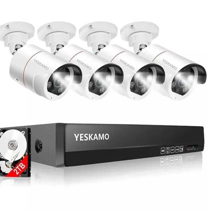 Відеокамери комплект відеонагляду 5мп Пое 4шт кольорова нічна зйомка