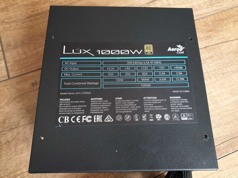 Aerocool LUX 1000W – 80Plus Bronze | Gaming PC | Stabilny i Cichy | Gwarancja !