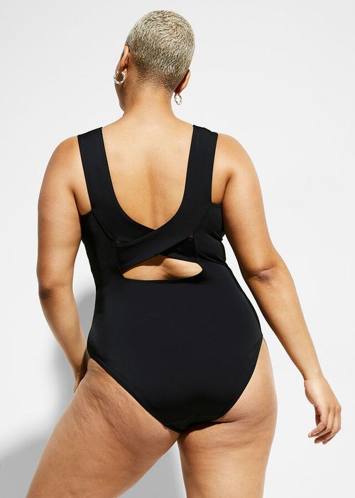 B.P.C modelujący kostium kąpielowy shape czarny z paskami na plecach r