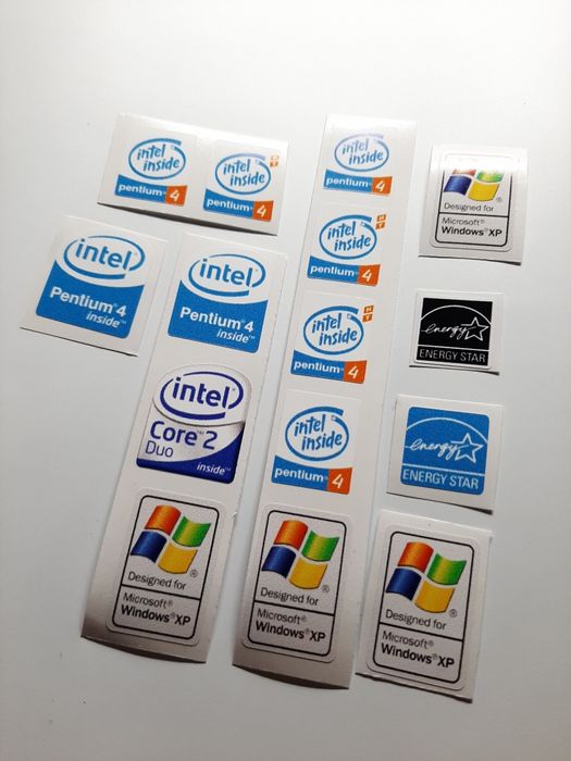Наклейки windows xp, pentium 4, core duo.