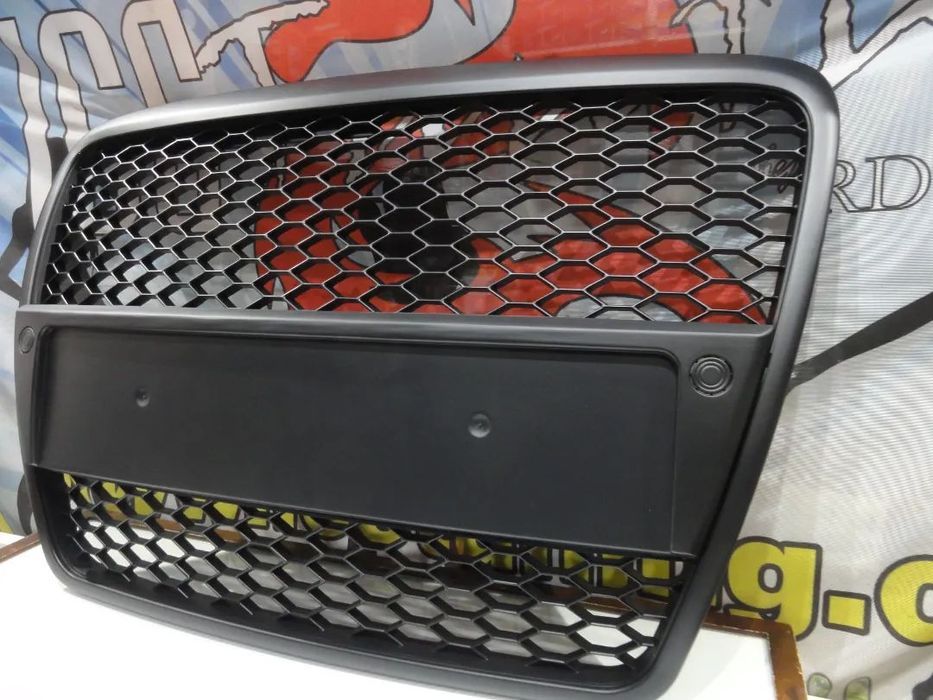 Grelha frontal Audi A6 C6 04-11 RS LOOK preto mate com suporte para símbolo