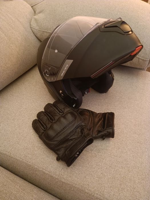 Capacete Mota + Luvas Pele XL