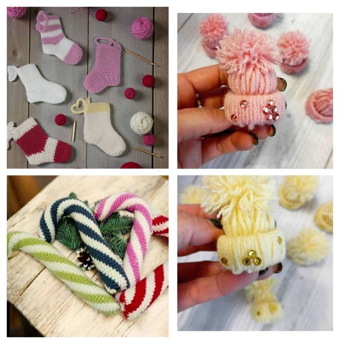 Новорічні в'язані прикраси, іграшки, новорічний декор, еко прикраси