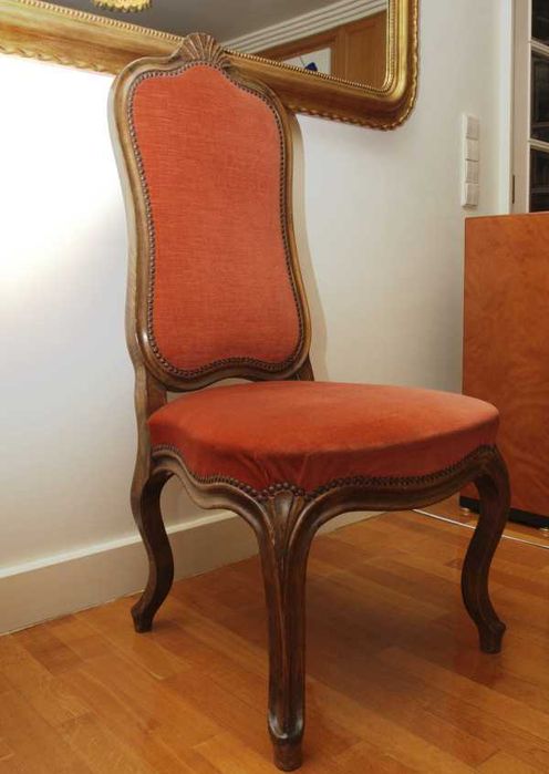 Cadeirão-cadeira estofo em veludo