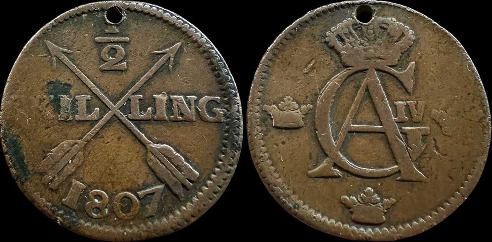 1/2 Skilling - 1807 - Suécia - Gustav IV Adolf