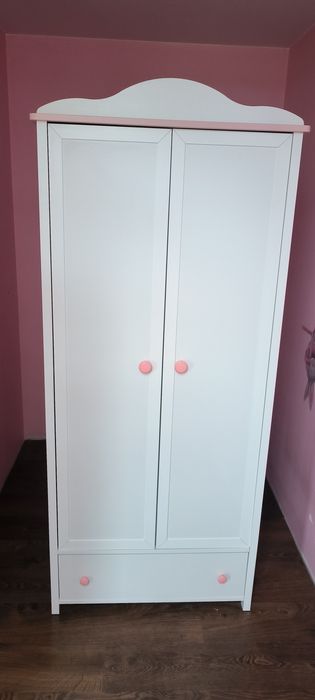 Szafa dzielona LUNA (Biały+Różowe)