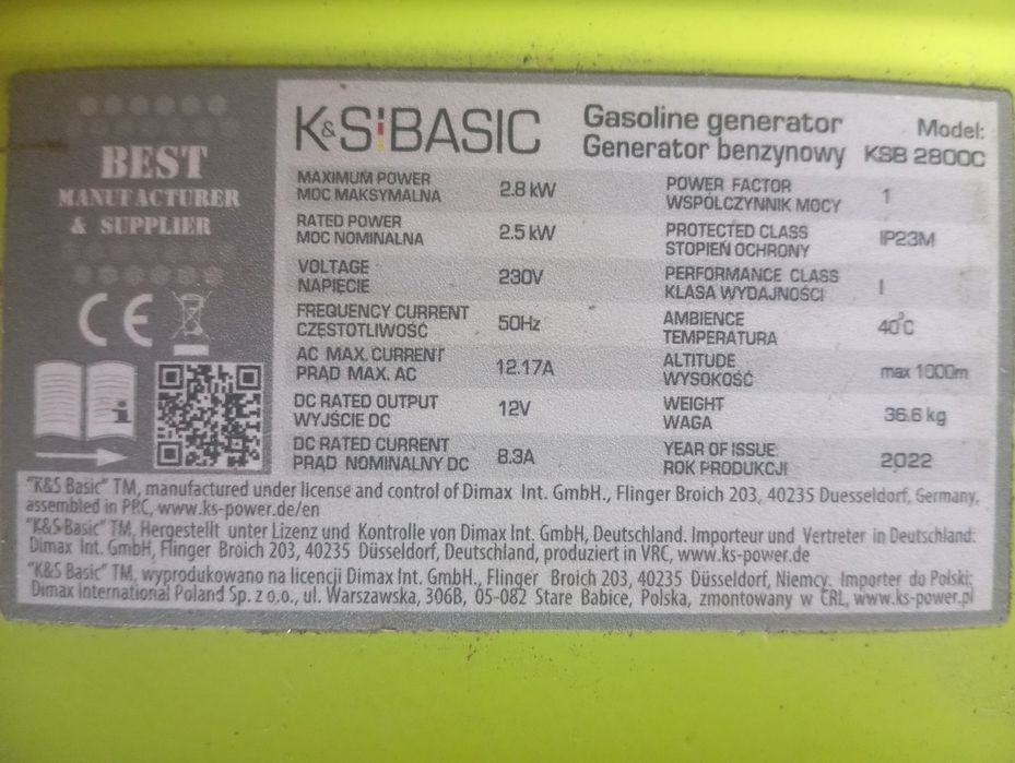 Бензогенератор Könner & Söhnen Basic KSB 2800C