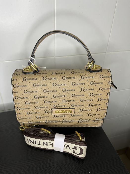 Mala GValentini Bege com Logotipo e Alça Extra