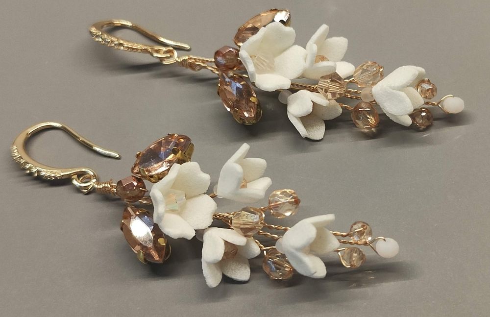 Ślubny komplet biżuterii ecru -champagne