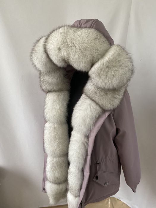 Женская зимняя парка куртка с мехом финского песца вуаль, 42-60 размер