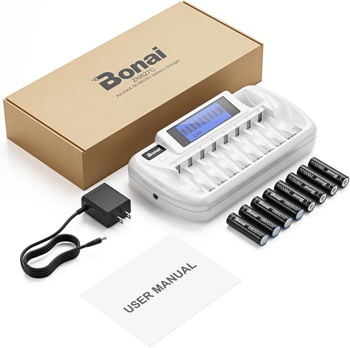 зарядний пристрій Bonai на 8+1  із РК-дисплеєм для 1,2 В NiMH AA AAA 9