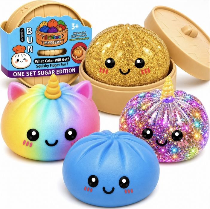 Brokatowy Gniotek Dumpling Squishy | Antystresowy | Sensoryczny | Losowy Kolor