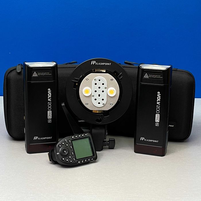 Kit Duplo | Flashpoint eVOLV 200 Pro R2 (Godox AD200 Pro) + Dual Flash Bracket + Trigger