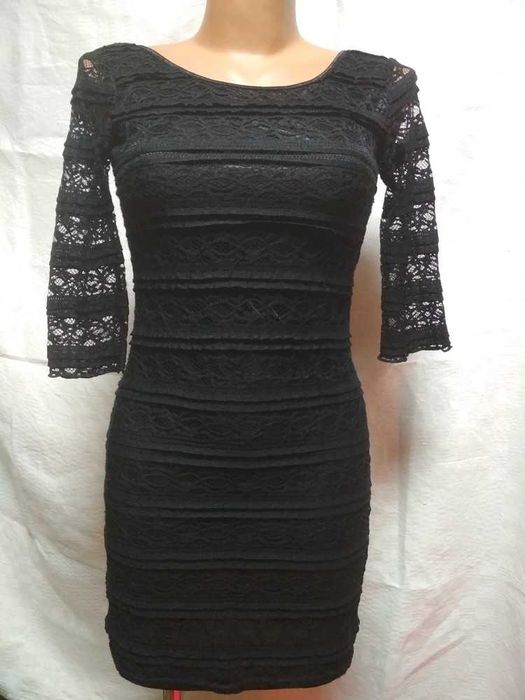 Чёрное ажурное мини платье размер 42