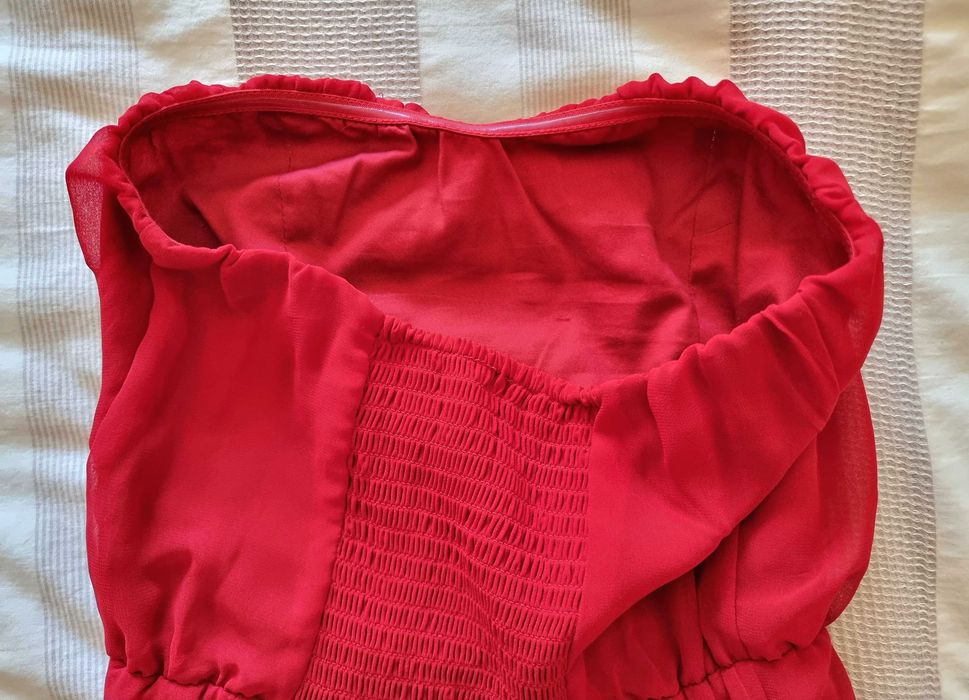 Vestido cai-cai comprido vermelho Stradivarius, tam S - nunca usado