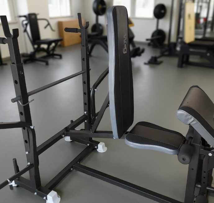 Лавка для жима штанги S099T Скамья жиму Тренажер Лава + Стойки Тяга