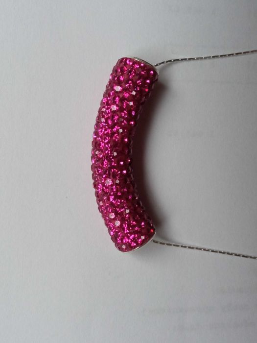 Wisiorek Tunel Rurka z cyrkoniami  Zawieszka z kryształkami S925