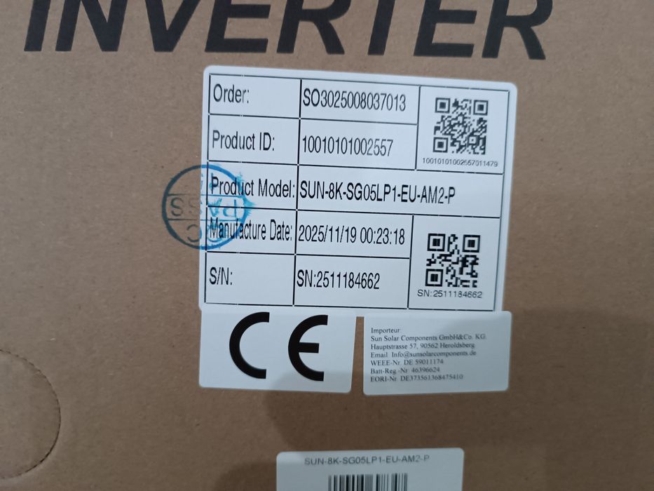 Гібридний інвертор Deye SUN-8K-SG05LP1-EU-AM2-P однофазний на 8 кВт