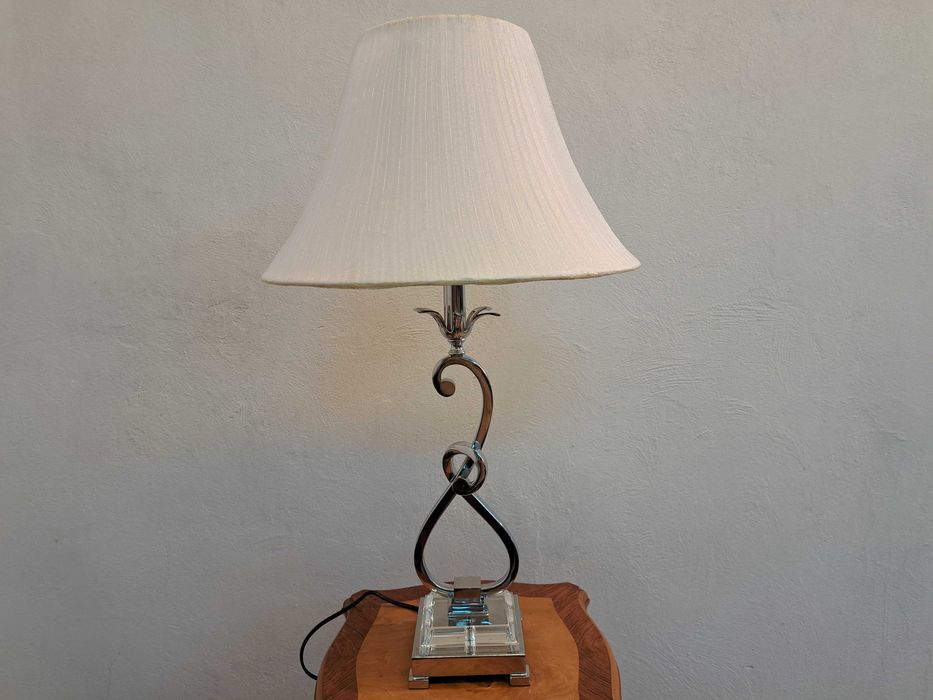 Lampa stołowa włoska chromowana srebrna glamour