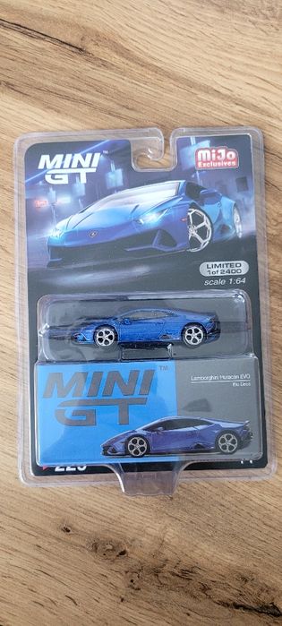 Mini GT Lamborghini Huracan Evo Blu Eleos Limited Edition 1 of 2400 Blister