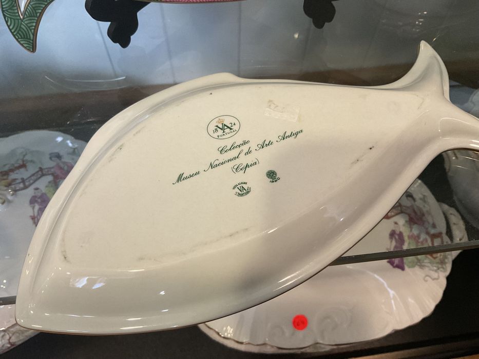 Vista alegre pratos em forma de peixe porcelana museu national