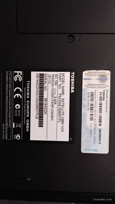 Laptop Toshiba satelite C660-1Cn