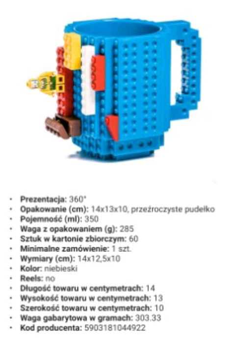 Kubek klockowy czarny nowy