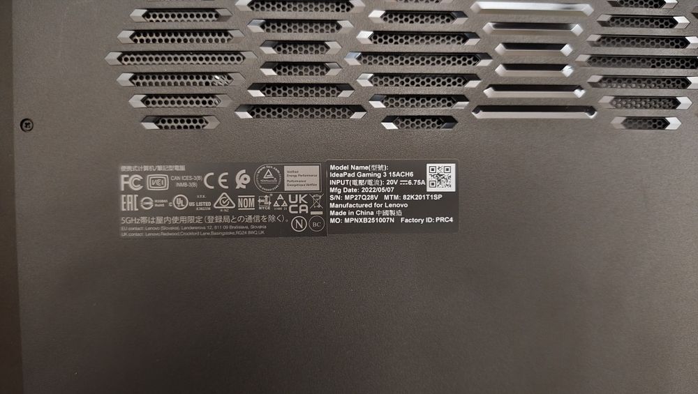 Portátil Lenovo Ideapad Gaming 3