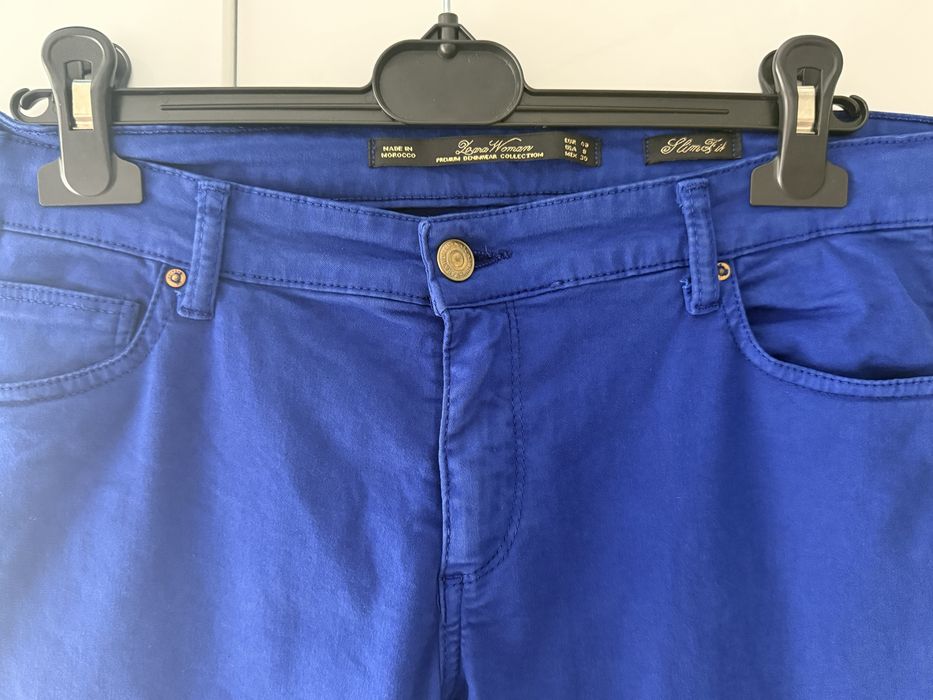 Spodnie damskie Zara 40 chaber niebieskie Slim fit super stan