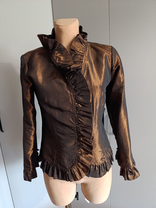 Koszula damska elegancka wieczorowa M brąz - złoto