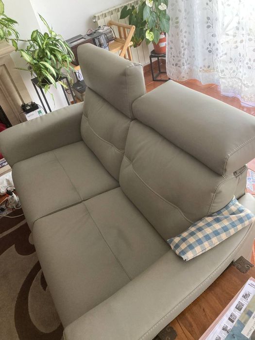 Sofá Eléctrico reclinável Faux Leather Bege automático 2 lugares