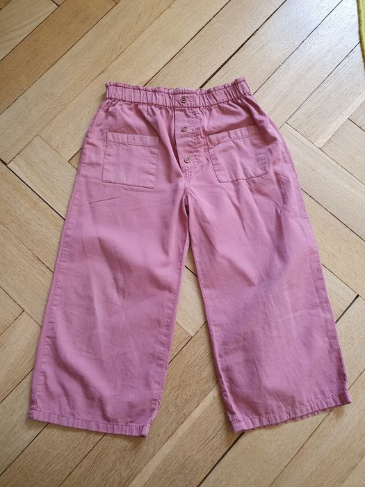 Szerokie spodnie dziewczęce Mango Kids MNG rozmiar 104 różowe