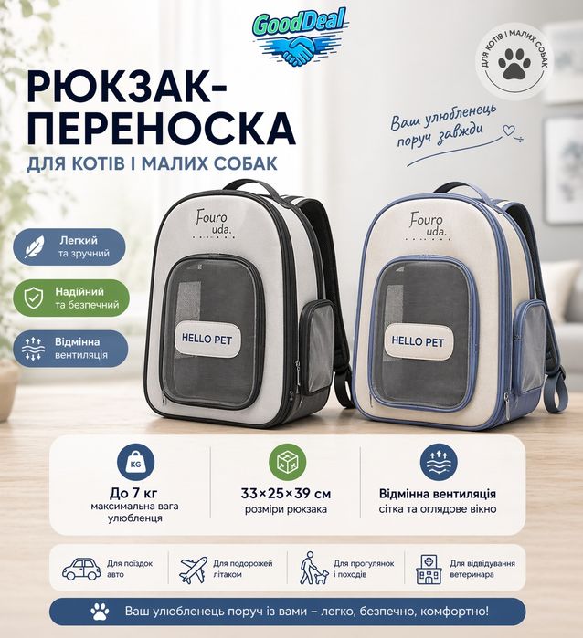 Рюкзак-переноска для животных (кошки, собаки) Hello Pet