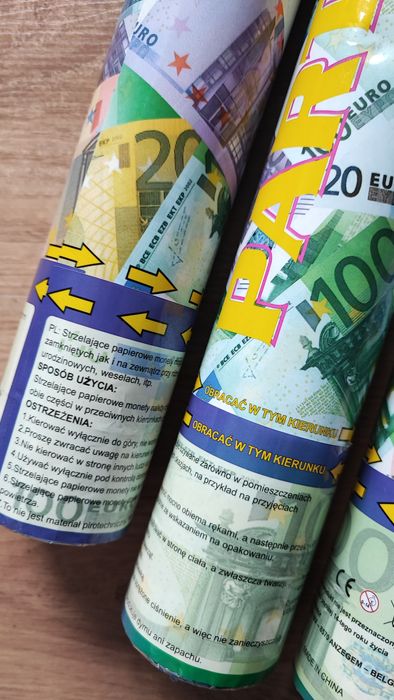 Tuby ze strzelającymi papierowymi pieniędzmi 3 szt