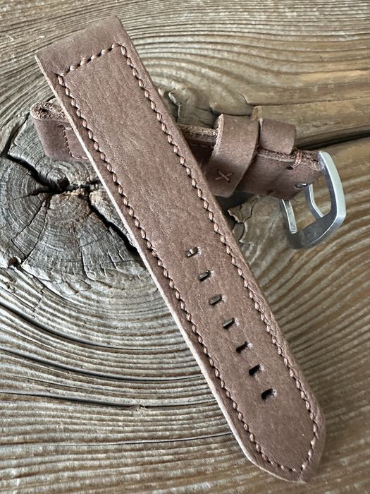 Pasek do zegarka 22 mm brązowy handmade skóra naturalna ręcznie robiony