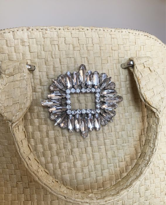 Torebka plecioną diamenty ozdobna plażowa koszyk wiklinowa ZARA