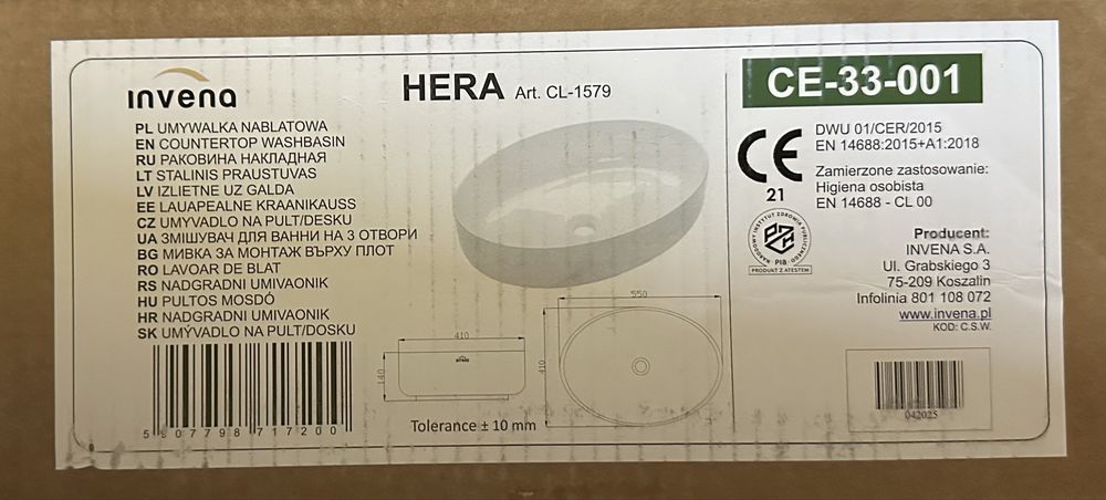Umywalka ceramiczna Invena Hera LEROY MERLIN