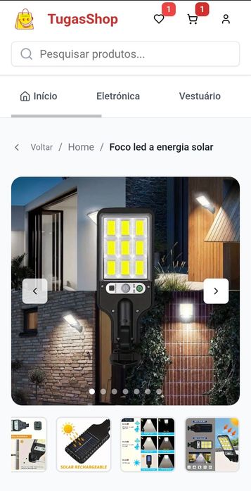 Foco led solar  com sensor de luz